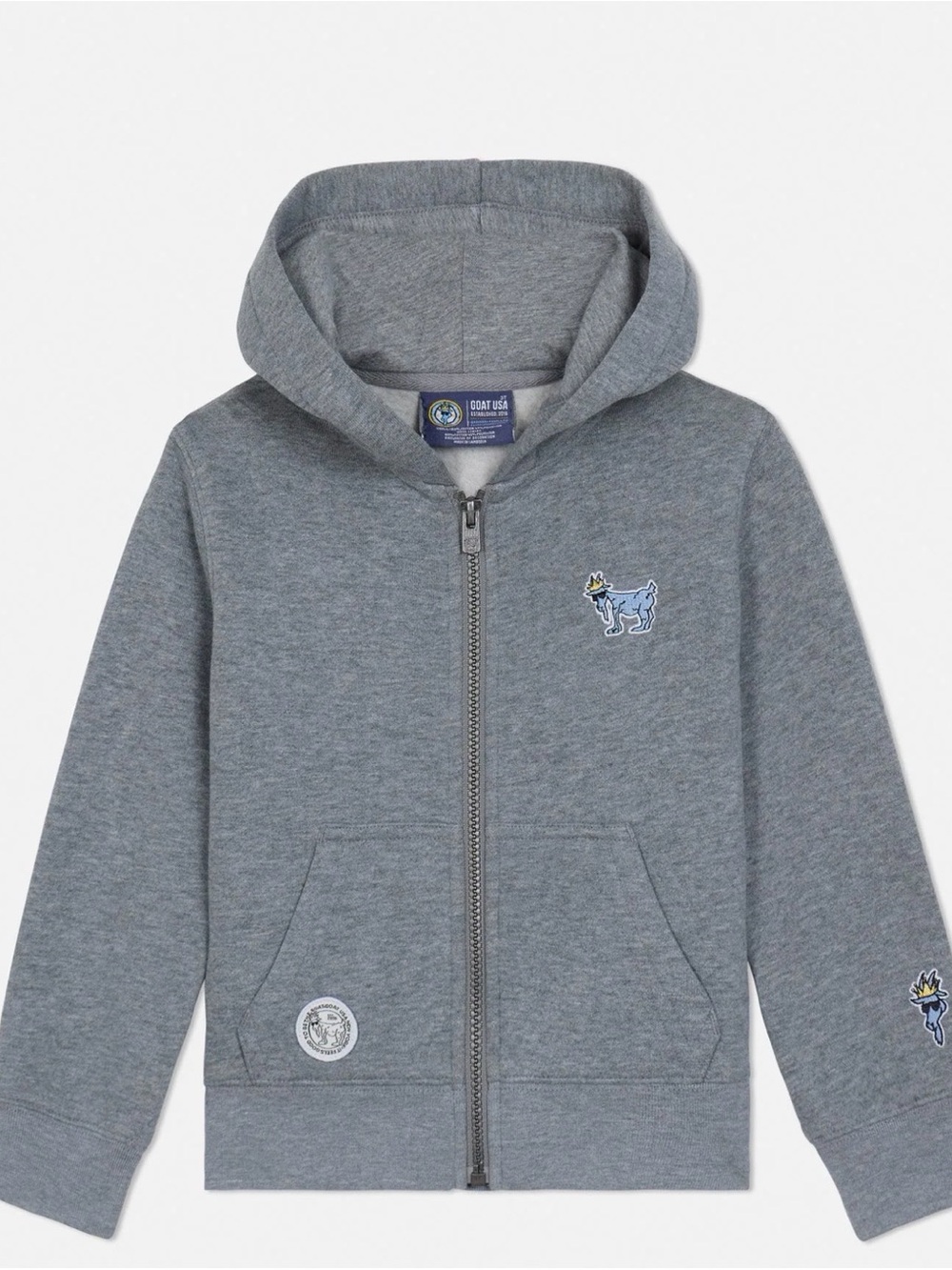 🐐🇺🇸GOAT USA Gray Youth Large Sherpa-Lined Full-Zip Hooded Sweatshirt